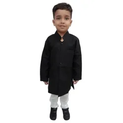 BookMyCostume Black Achkan Pyjama 10-12 Years