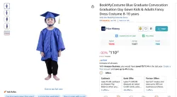 BookMyCostume Blue Graduate Convocation Gown  8-10 years