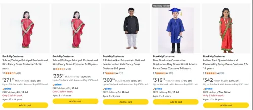 Image of BookMyCostume Kids Fancy Dress Costume at Minimum 70% Discount