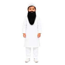 BookMyCostume Muslim Man White Kurta Pyjama with Beard Indian Fancy Dress Costume 2-3 Years