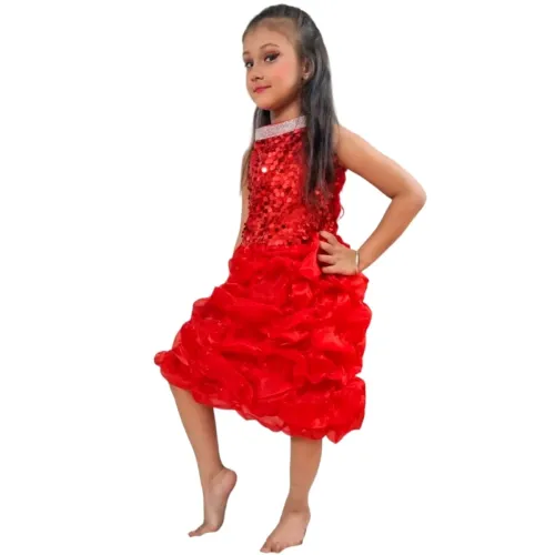 Image of BookMyCostume Red Balloon Frock Western Dance Costume Dress 