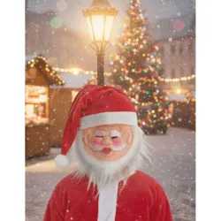 BookMyCostume Rubber Santa Mask for Kids | Santa Claus Mask with Red Hat & White Beard | Christmas Party Celebration, School Functions, Stage Performances & Fancy Dress Parties | Age 3-8 Yea...