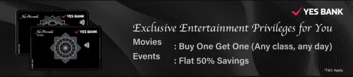 Image of BookMyShow Offer : Get 50% Off on Movie tickets with Yes Private and Yes Private Prime credit cards
