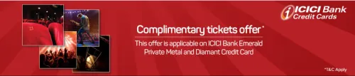 Image of BookMyShow Offers: Buy one Get one Ticket with ICICI Emeralde Private Metal and Diamant Credit Cards