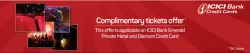 BookMyShow Offers: Buy one Get one Ticket with ICICI Emeralde Private Metal and Diamant Credit Cards