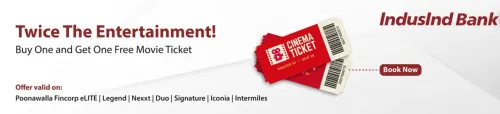 Image of BookMyShow Offer: Buy 1 Get 1 Movie ticket with IndusInd Bank Credit Cards
