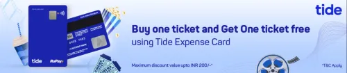 Image of BookMyShow Offer: Buy one get one ticket free upto ₹200 With Tide Expense card 