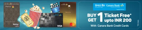 Image of BookMyShow Offer : BOGO upto ₹200 with Canara Bank Credit Cards