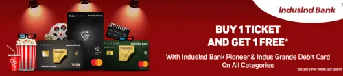 Image of BookMyShow Offer : Buy 1 Get 1 Free with IndusInd Bank Pioneer & Indus Grande Debit Card