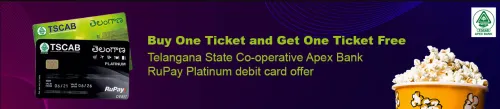 Image of BookMyShow Offer : BOGO Ticket Free Telangana State Co-Operative Apex Bank RuPay Platinum DC