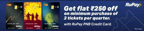 Image of BookMyShow Offer : Flat ₹250 Off on minimum purchase of 2 tickets per quarter with RuPay PNB Credit Card