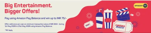 Image of BookMyShow Offer : Get ₹15-75 Off With Amazon Pay Upi on Minimum Purchase of ₹200 Tickets