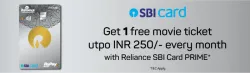 BookMyShow Offer: Get 1 Free movie ticket upto ₹250 every month with Reliance SBI Card PRIME