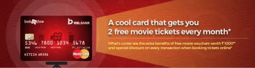 Image of BookMyShow Offer : RBL Bank Credit Card Get 2 free movie tickets every month