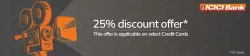BookMyShow Offer: Save 25% discount using your ICICI Bank Credit Card 