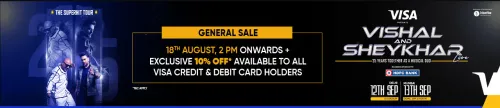 Image of BookMyShow Offer : Save 10% Off with Visa Credit & Debit Cards on Vishal & Sheykhar Live