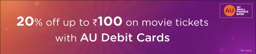 Image of BookMyShow Offer : Save 20% Off upto ₹100 on Movie Tickets with AU DC