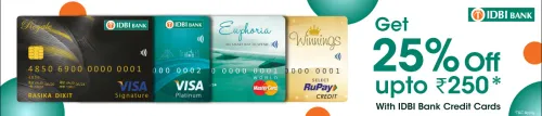 Image of BookMyShow Offer : Save 25% Off upto ₹250 with IDBI Bank Credit Cards
