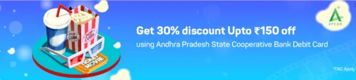 Image of BookMyShow Offer : Save 30% discount up to ₹150 Off using Andhra Pradesh State Cooperative Bank DC