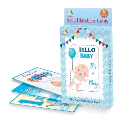 Bookworm Baby Milestone Cards for Boys Colorful & Cute Designs (Total 36 Cards)
