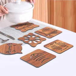 BOQP Wooden Table Placemats & Coasters Set 6 Pcs