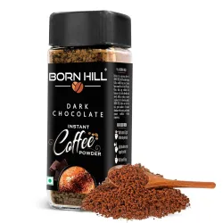 BORN HILL Dark Chocolate Instant Coffee, 50g | 100% Arabica & 0% Chicory | Rich Chocolate Flavor | Makes 25 cups |