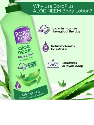Image of BOROPLUS Aloe Neem Body Lotion with Vitamin E for Soft & Glowing Skin - 400ml