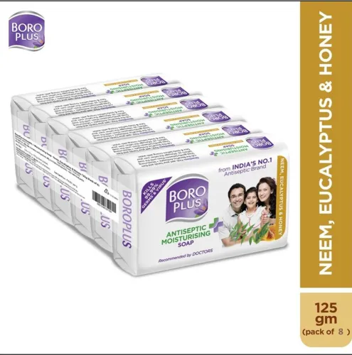 Image of BOROPLUS Antiseptic And Moisturising Toilet Soap With Neem,Eucalyptus And Honey| 125GEach (8 x 125 g)