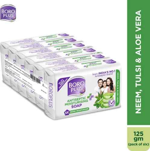 Image of BOROPLUS Antiseptic And Moisturising Toilet Soap With Aloe Vera,Neem And Tulsi | 125GEach (6 x 125 g)