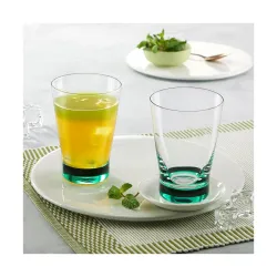 Borosil 250ml x 2pc Orra Glass Set, Tumblers with Color Base (Green, 250 ml)