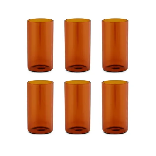 Image of Borosil 350ml Set of 6 pcs Amber Vision Transparent Glass