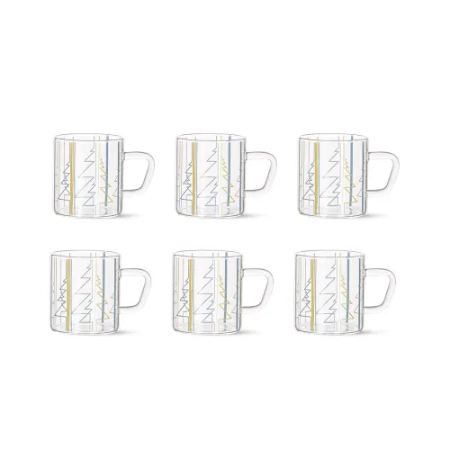 Image of Borosil Classic Sintra 6 Pcs Tea n Coffee Borosillicate Glass 210 ml Mug Set | Microwave Safe | Scratch Resistance | Lig