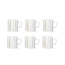 Borosil Classic Sintra 6 Pcs Tea n Coffee Borosillicate Glass 210 ml Mug Set | Microwave Safe | Scratch Resistance | Lig