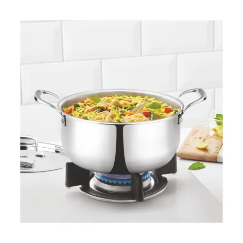 Image of Borosil Cookfresh Tri-ply Stainless Steel Casserole 18cm 2.1L