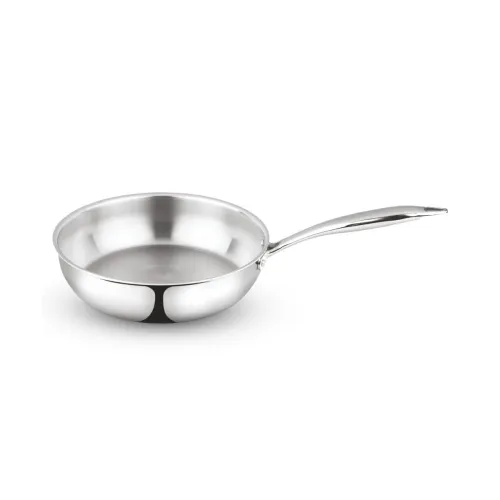 Image of Borosil Cookfresh Tri-ply Stainless Steel Frypan with Handle | Gas, Induction Compatible | SS304 Food Grade Steel Frying
