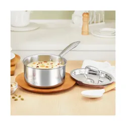Borosil Cookfresh Triply Stainless Steel 1.7L Sauce Pan Lid