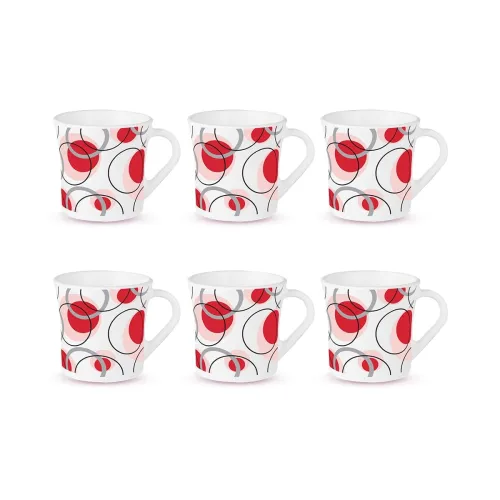 Image of Larah by BOROSIL Crysta Series Leela Opalware Mug | Set of 6 Tea/Coffee Mugs, 210 ml Each | Microwave & Dishwasher Safe,