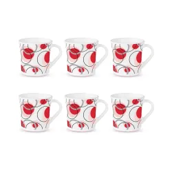 Larah by BOROSIL Crysta Series Leela Opalware Mug | Set of 6 Tea/Coffee Mugs, 210 ml Each | Microwave & Dishwasher Safe,