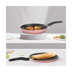 Borosil Festive Glory Non-Stick Set of 2 Tawa (25 cm) and Fry Pan (24 cm), Gas Stove & Induction Compatible, Metal Spoon Friendly, Pink Exterior, Thick Uniform Body, Stir Fry Pan, Tava for P...