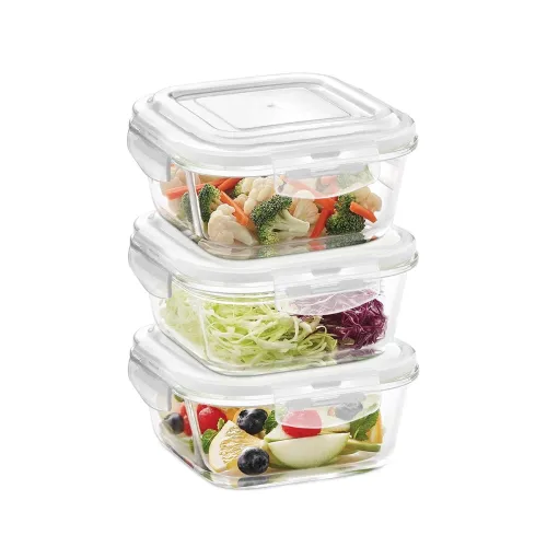 Image of Borosil Klip n Store (800 ml x 3) Square Container 