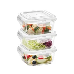 Borosil Klip n Store (800 ml x 3) Square Container 