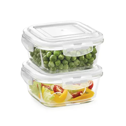 Image of Borosil Klip N Store Square Glass Container (Set of 2)