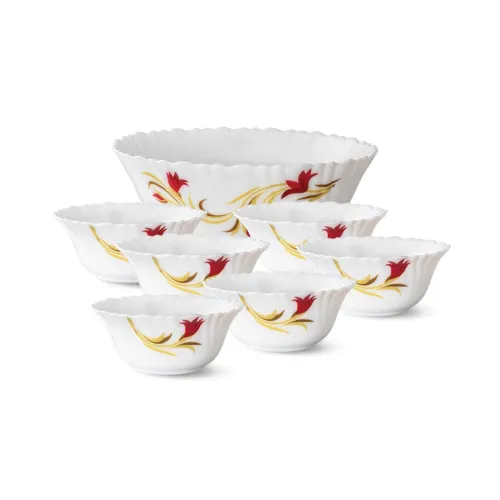 Image of Borosil Larah Floral Opalware Pudding Set 7 Pieces 860ml