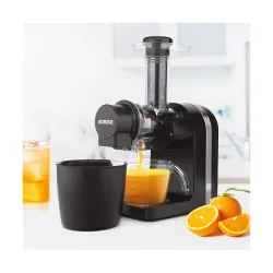 Borosil Nutririch 200W Cold Press Slow Juicer 800ml Pulp Collector with 400ml Juice Container | Portable Juicer for Maximum Juice Extraction | Low Noise | Overheat & Safety Protection