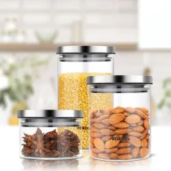 Borosil Plastic Grocery Container 1800ml, Pack of 3, Clear