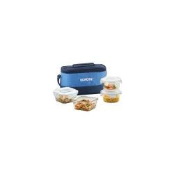 Borosil Prime Universal Lunchbox with Bag 4pc