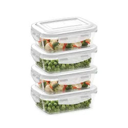 Borosil Klip n Store Rectangle Container (370ml,set of 4)