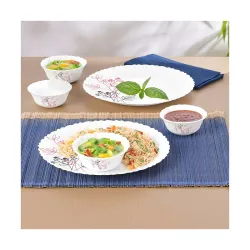Larah by Borosil Aspen Silk Opalware Dinner Set, 6pc, White
