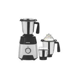 Borosil Silverline Mixer Grinder, for Wet / Dry Mixing & Grinding, 750 Watts, 3 Stainless Steel Jars (400 ml Chutney Jar, 1.5 L Blending Jar, 1.2 L Dry/Wet Grinding Jar), Mixie for Kitchen