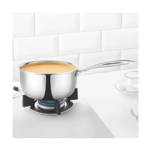 Image of Borosil Cookfresh Tri-ply Stainless Steel Saucepan with Steel Handle | Gas, Induction Compatible | Even Heat Distributio